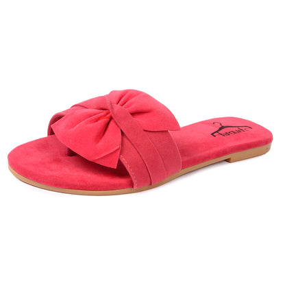 Brauch Women's Pink Suede Bow Flats/Slippers