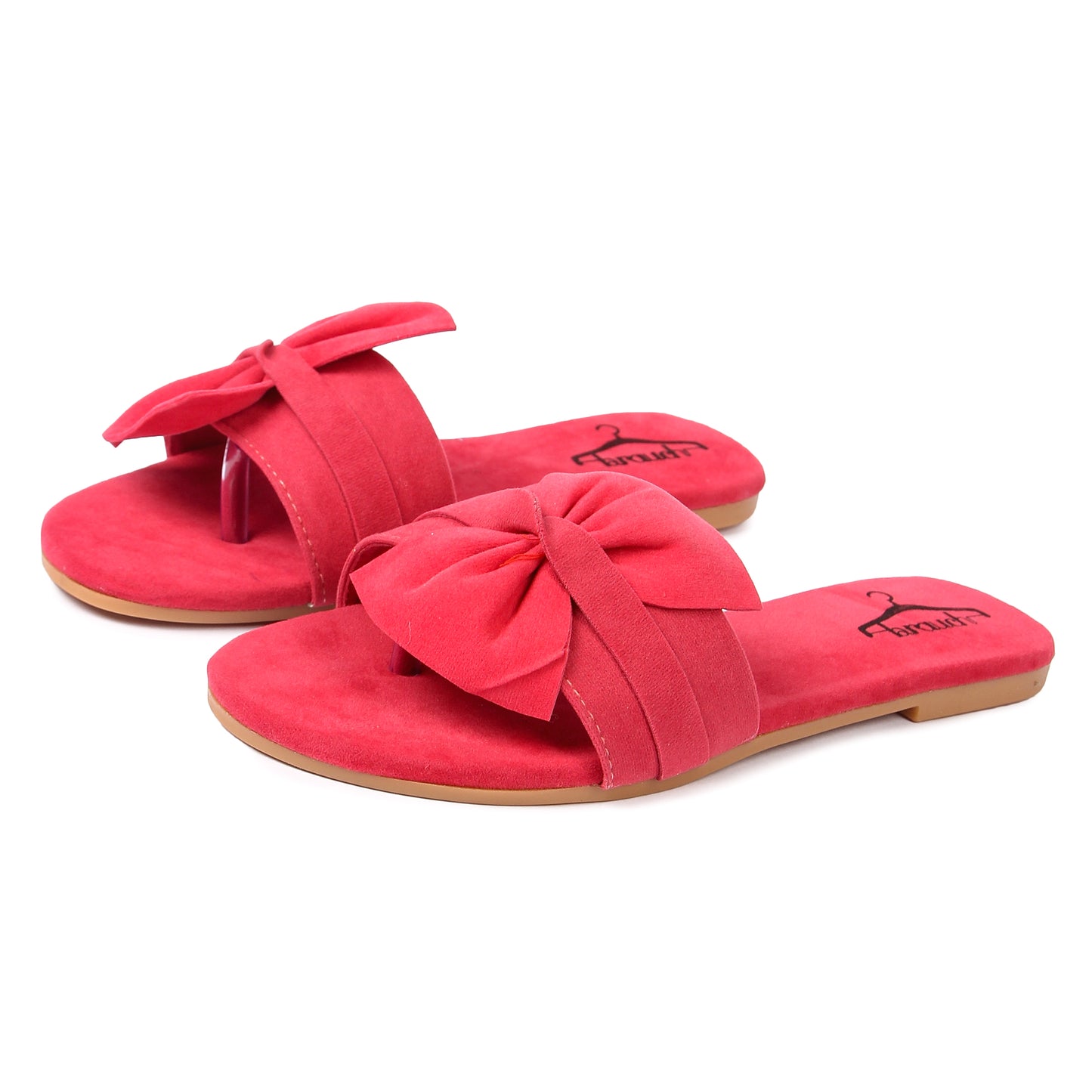 Brauch Women's Pink Suede Bow Flats/Slippers