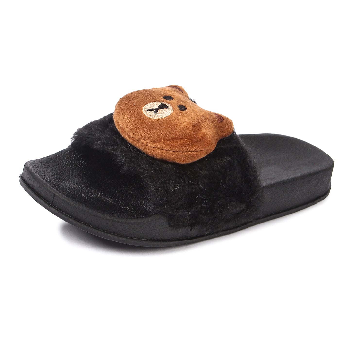 Brauch Women's Black Fur Bear Slides