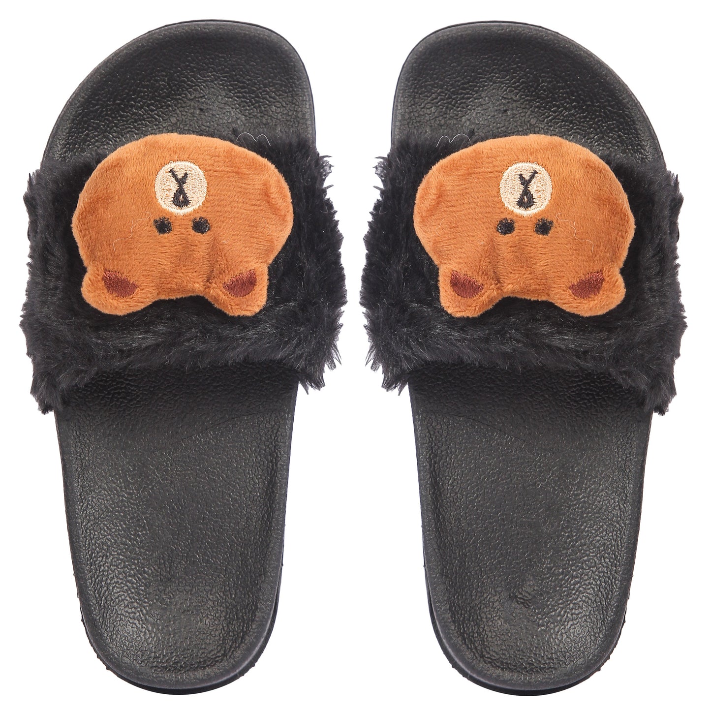 Brauch Women's Black Fur Bear Slides