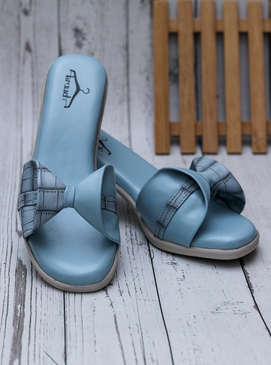 Brauch Sky Blue Stylish Bow Block Heel