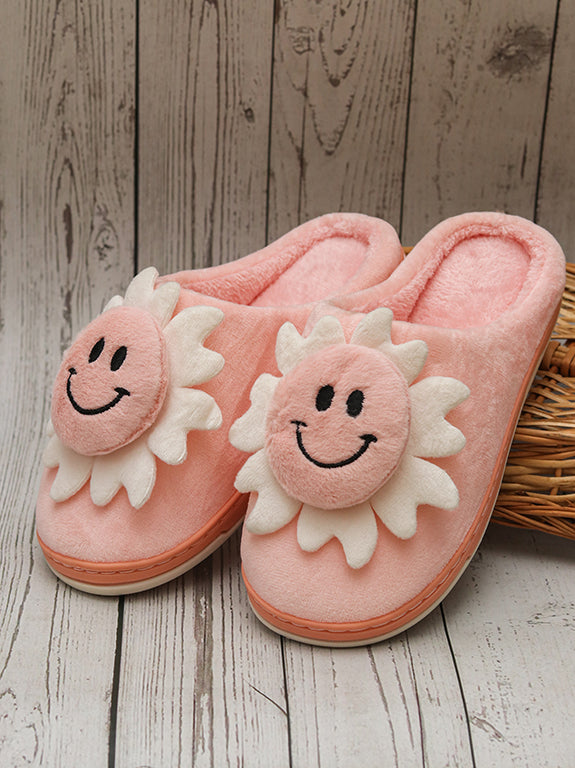 Brauch Women's Peach Smiley Fur Winter Slippers