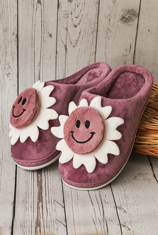 Brauch Women's Purple Smiley Fur Winter Slippers