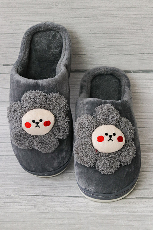 Brauch Women's Grey Sunflower Fur Winter Slippers