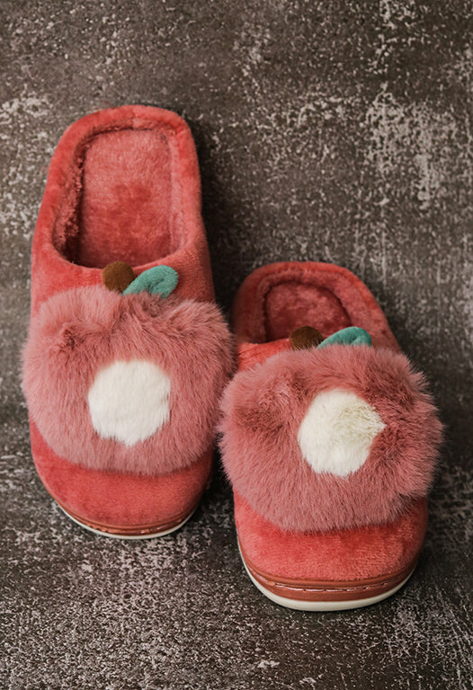 Brauch Women's Pink Apple Furry Winter Slippers