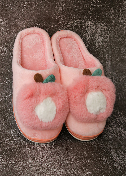 Brauch Women's Peach Apple Furry Winter Slippers