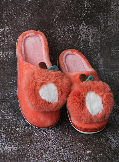 Brauch Women's Orange Apple Furry Winter Slippers