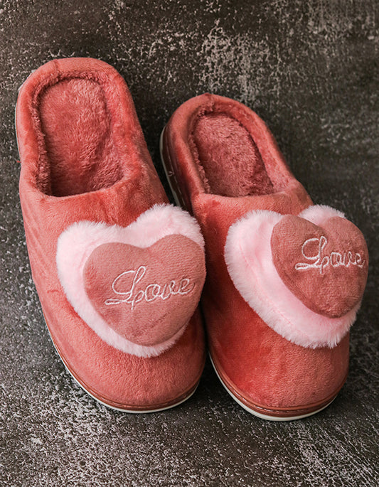 Brauch Women's Pink Love Heart Fur Winter Slippers