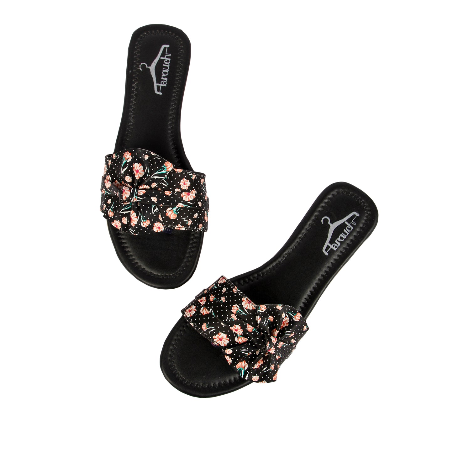 Brauch Women's Black Flower Bow Flats