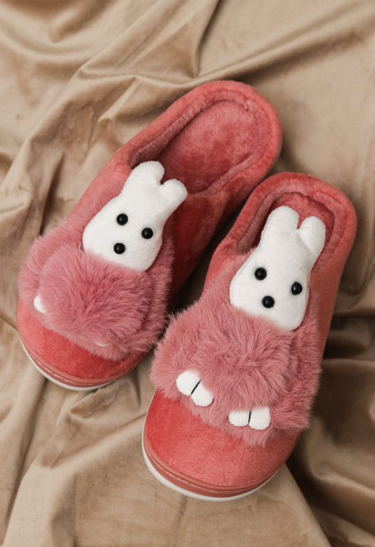 Brauch Women's Pink Snow Bunny Fur Winter Slippers