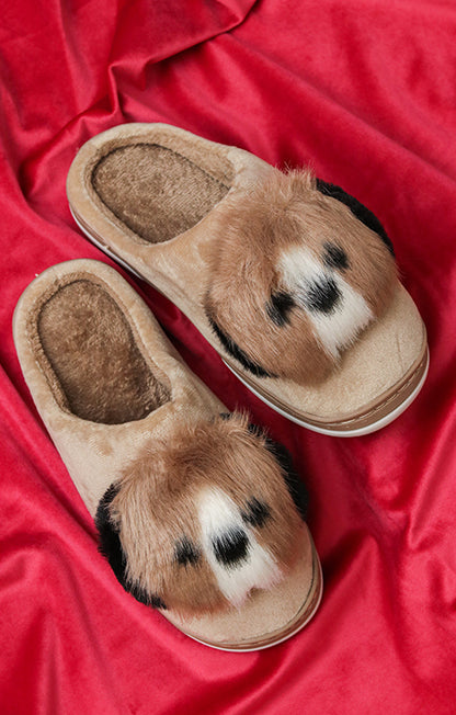Brauch Women's Tan Dog Fur Winter Slippers