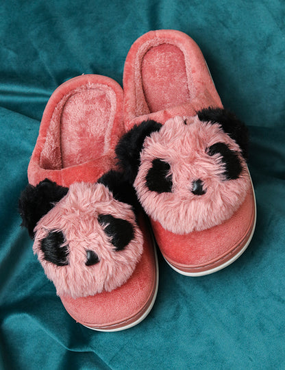 Brauch Women's Pink Panda Fur Winter Slippers