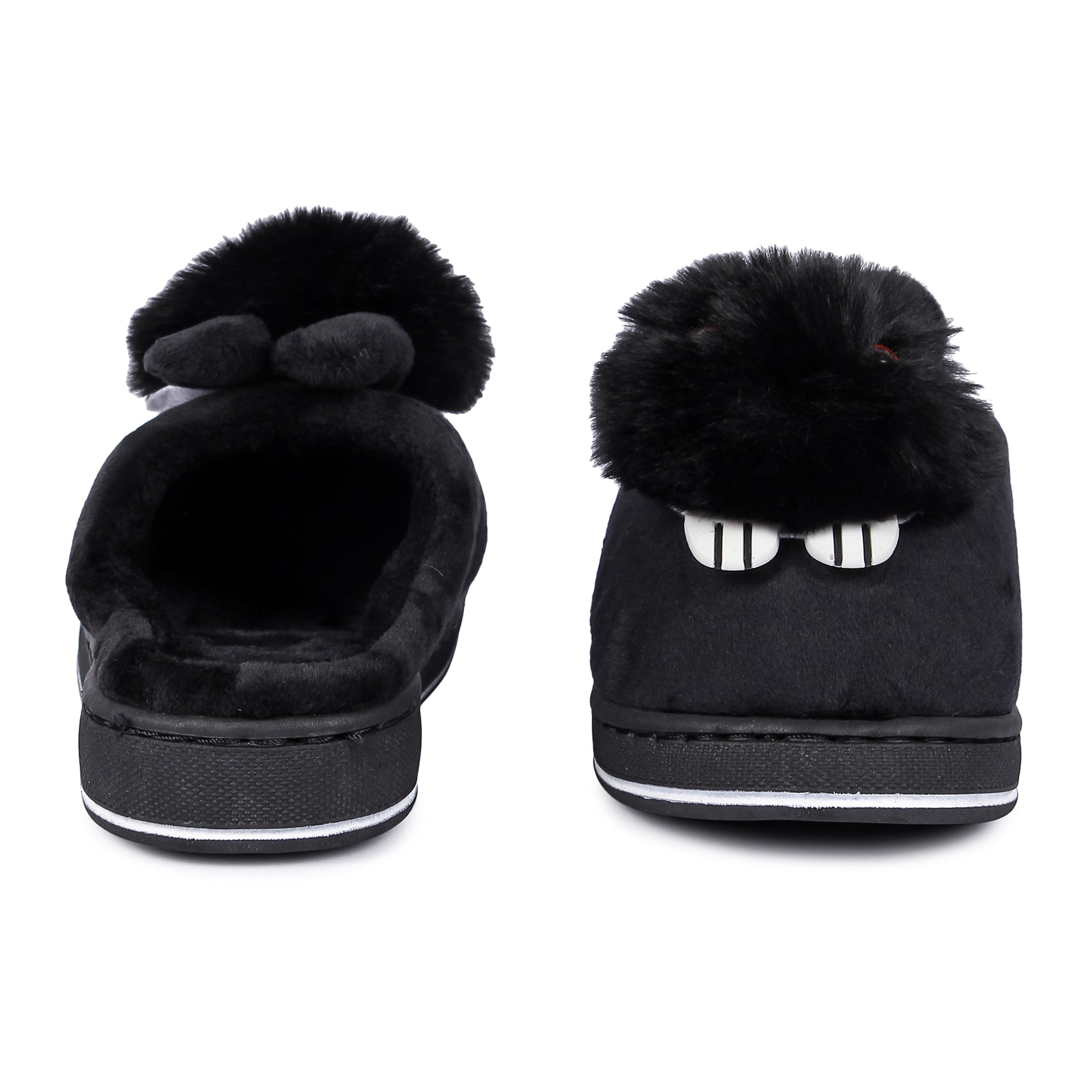 Black furry ugg discount slippers