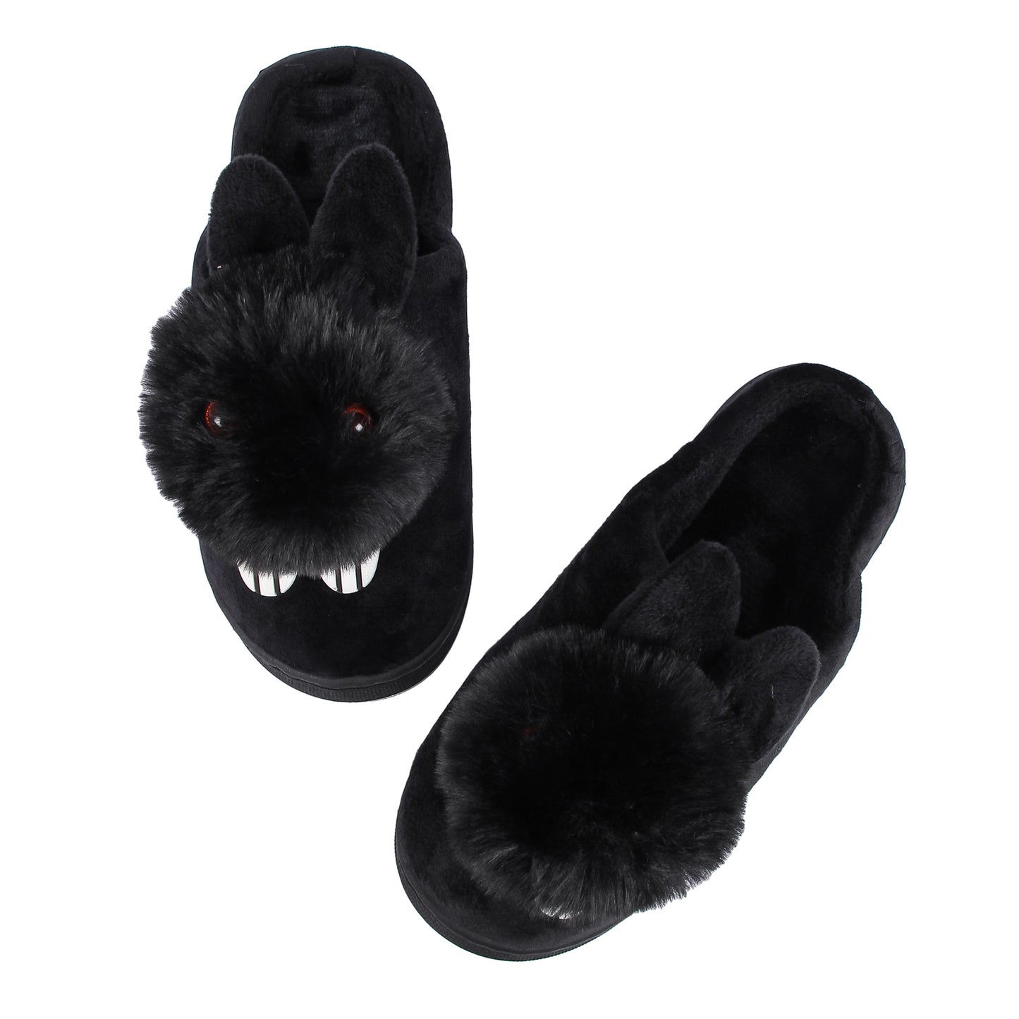 Brauch Women's Black Cute Rabbit Winter Slippers