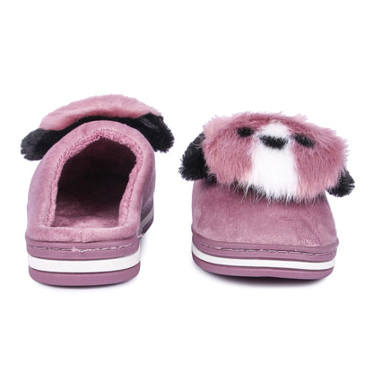 Brauch Women's Purple Cute Dog Winter Slippers