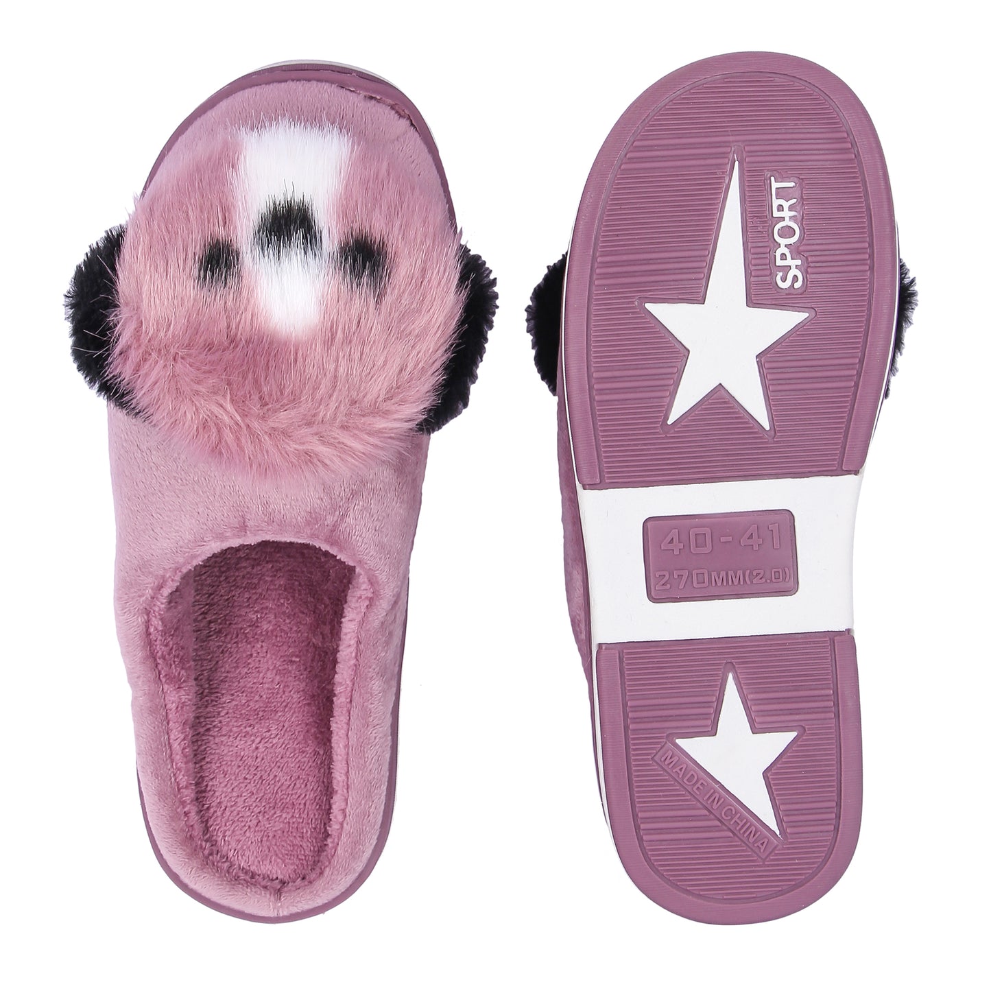 Brauch Women's Purple Cute Dog Winter Slippers