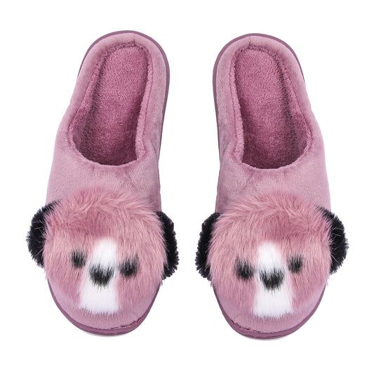 Brauch Women's Purple Cute Dog Winter Slippers