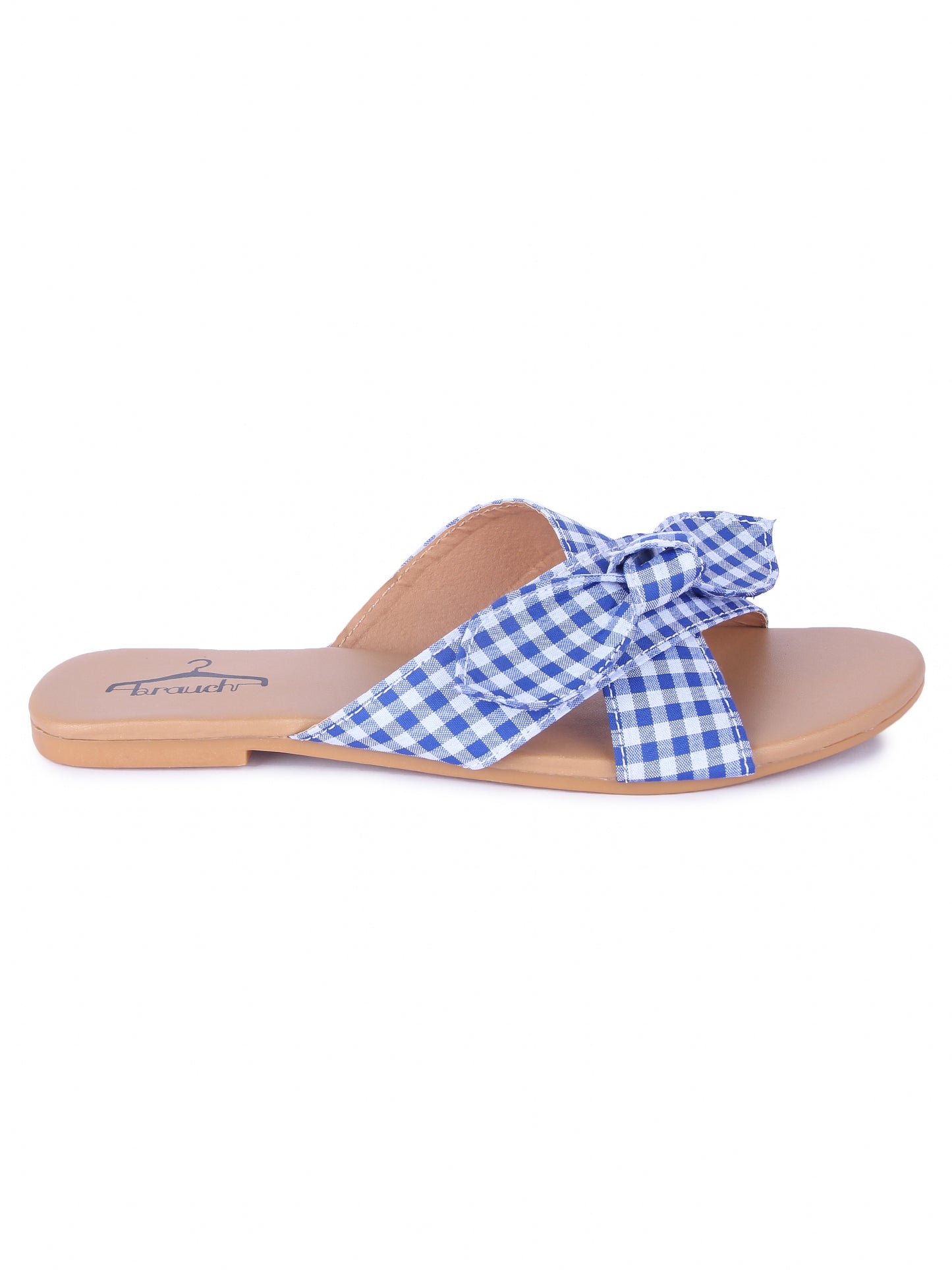 Women Blue Bow Checkered Fashion Flats