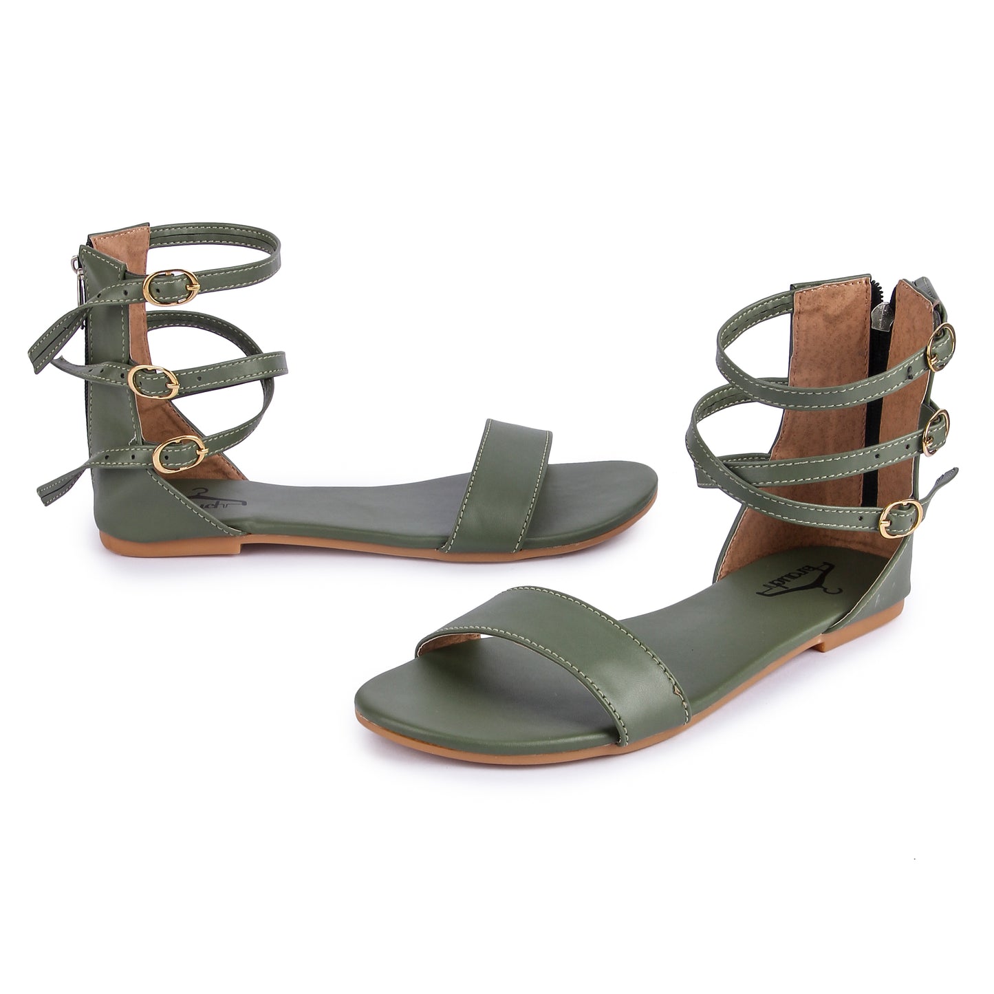 Brauch Women's Olive High Multi Strap Sandal