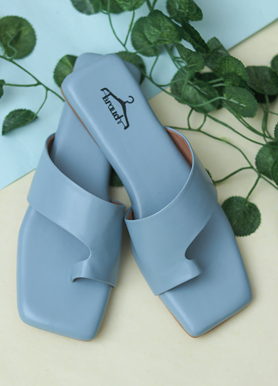 Brauch Blue Thumb Strap Square Toe Flats