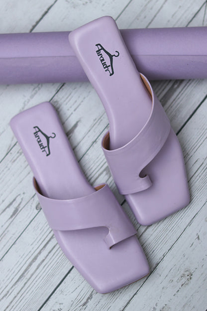 Brauch Purple Thumb Strap Square Toe Flats