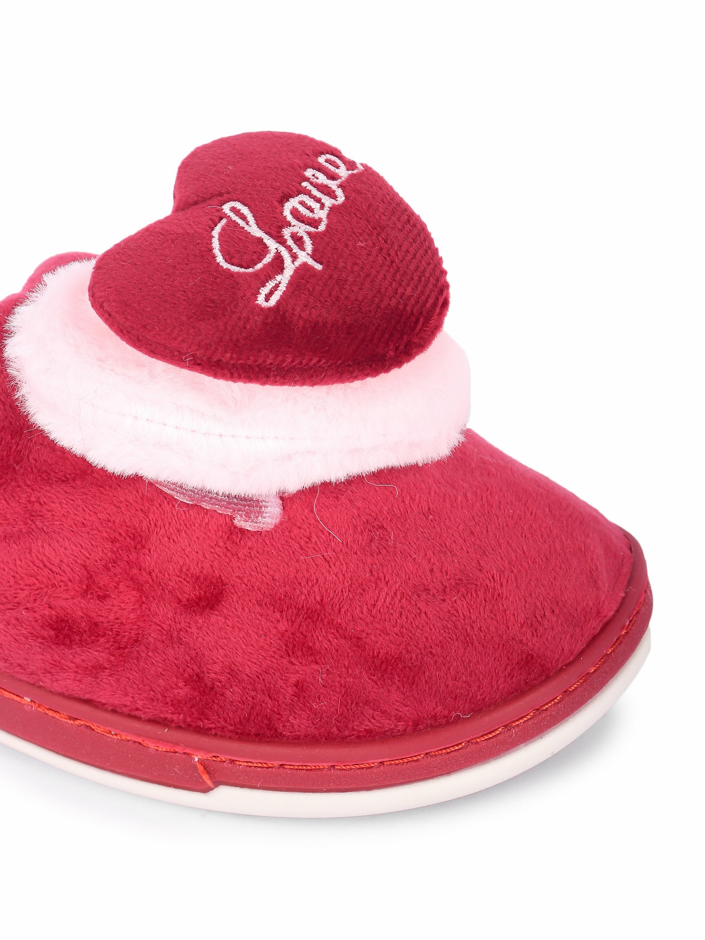 Brauch Women's Maroon Love Heart Fur Winter Slippers