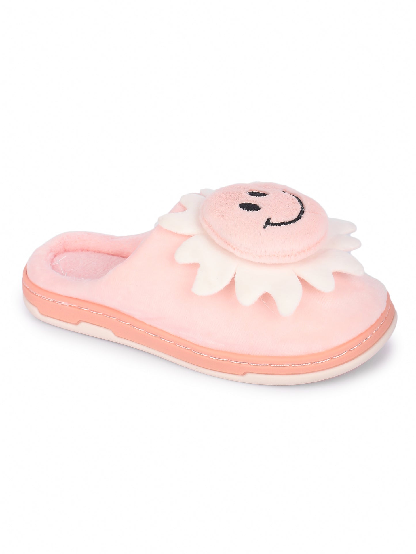 Brauch Women's Peach Smiley Fur Winter Slippers