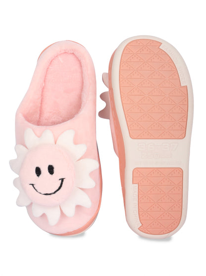 Brauch Women's Peach Smiley Fur Winter Slippers