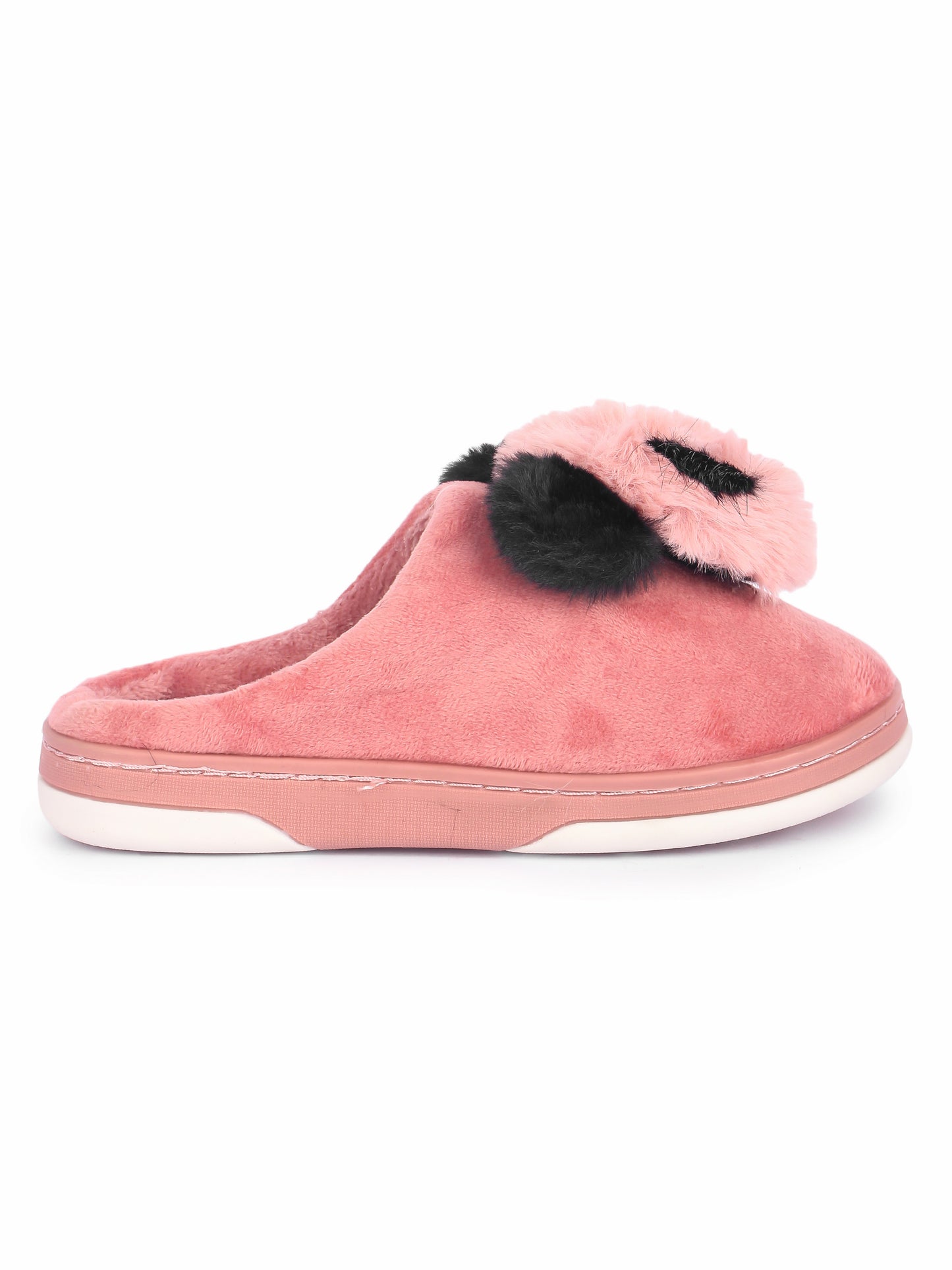 Brauch Women's Pink Panda Fur Winter Slippers