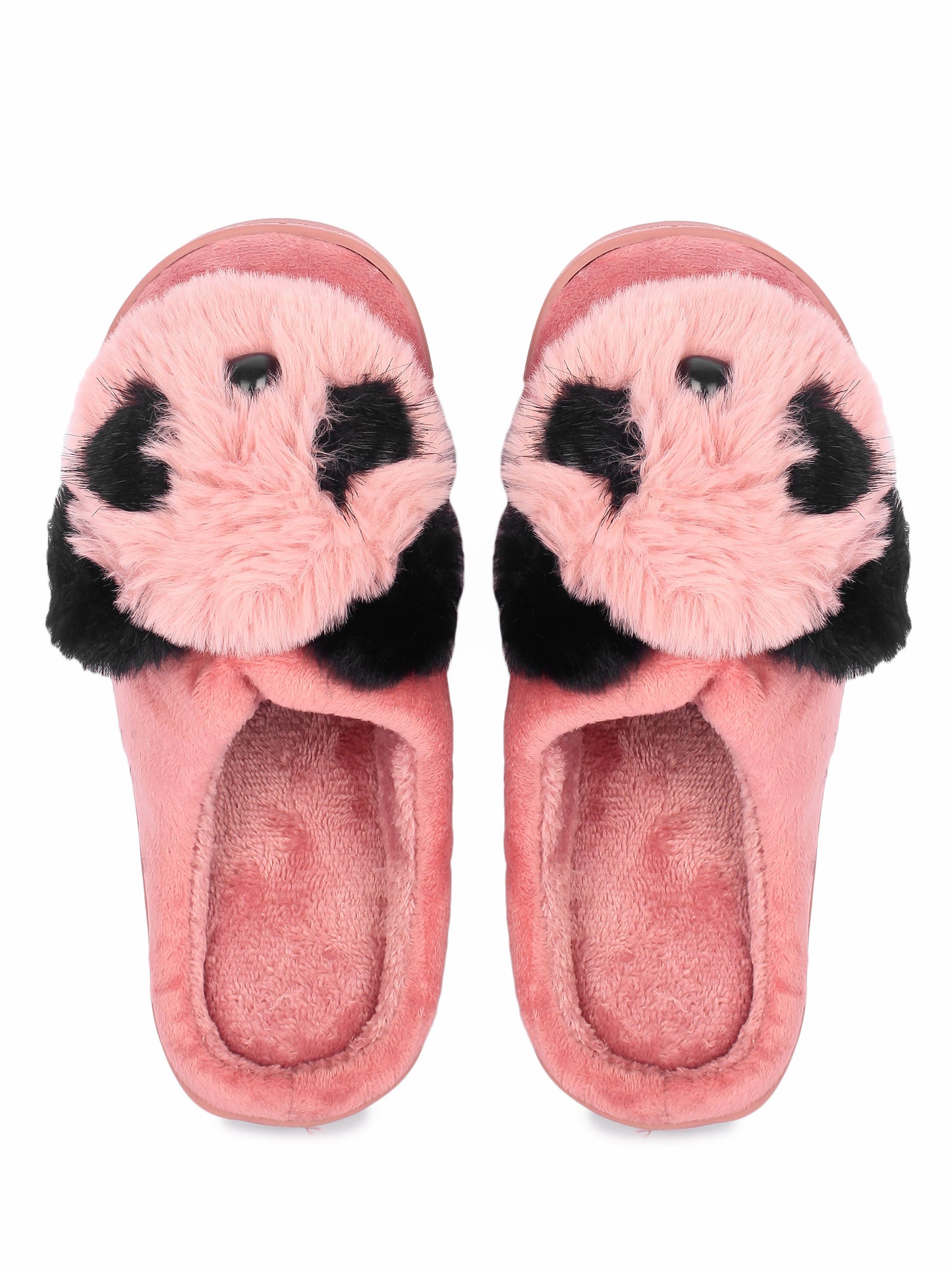 Brauch Women's Pink Panda Fur Winter Slippers