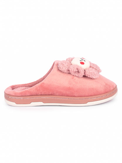 Brauch Women's Pink Sunflower Fur Winter Slippers