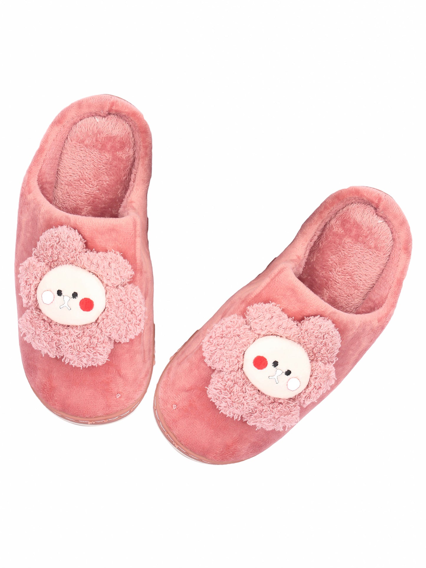 Brauch Women's Pink Sunflower Fur Winter Slippers