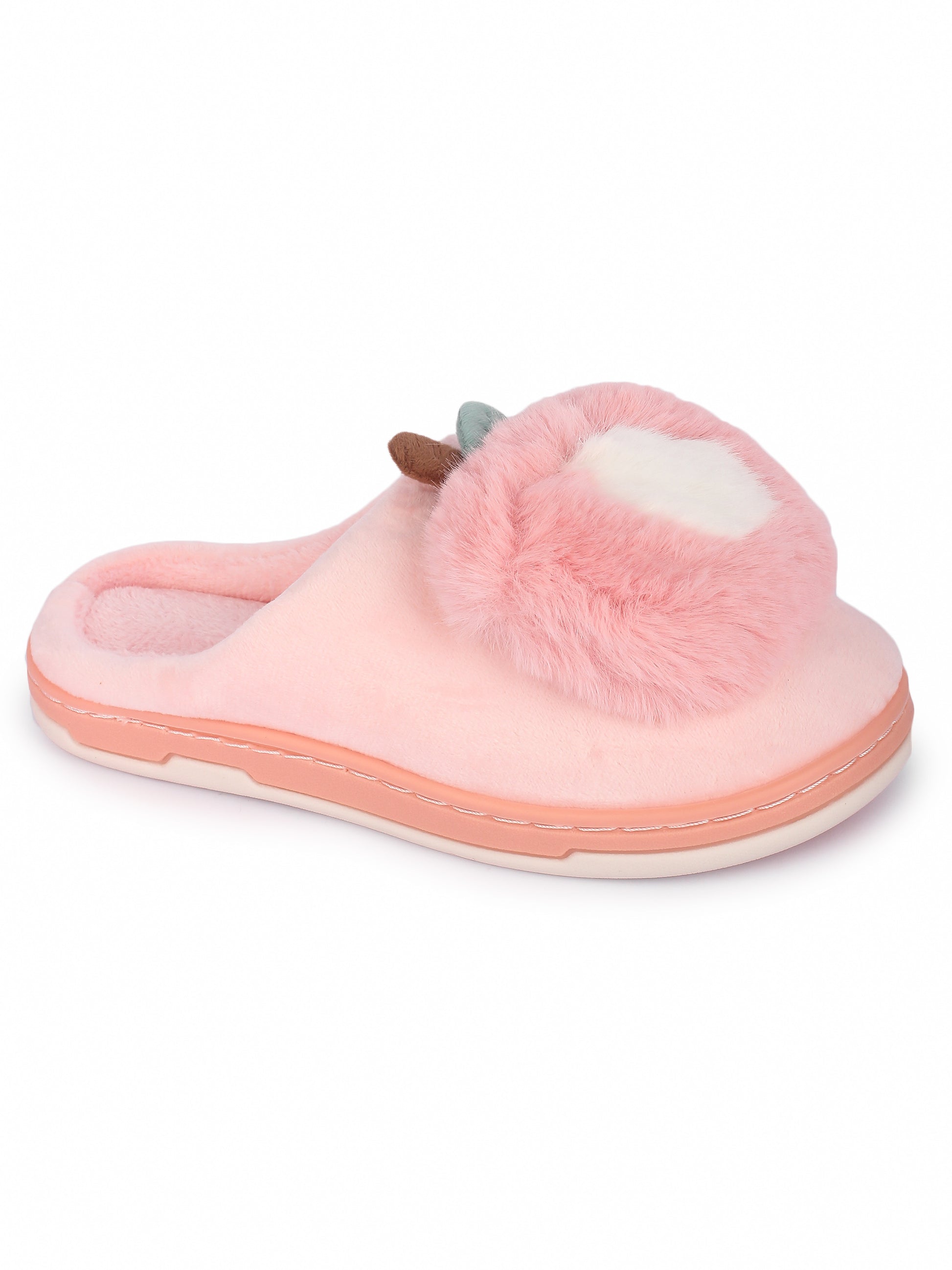 Brauch Women's Pink Fur Heart Apple Winter Slippers