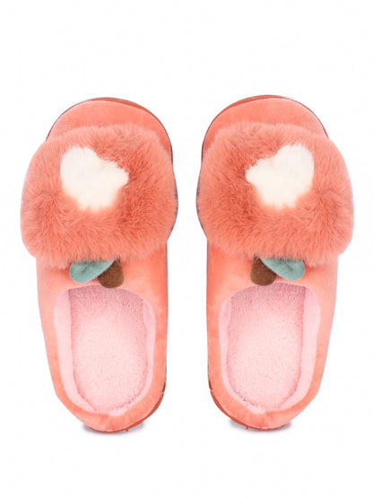 Brauch Women's Orange Apple Furry Winter Slippers