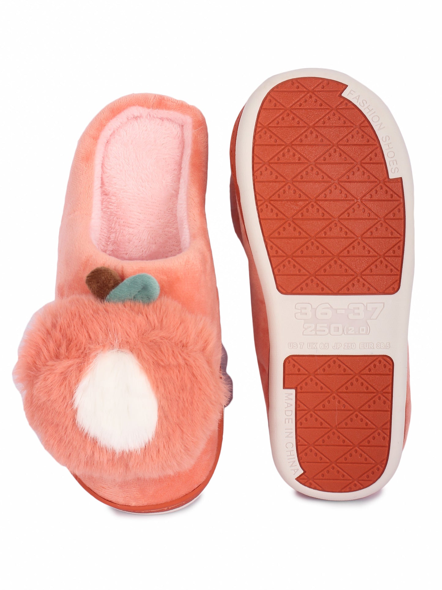 Brauch Women's Orange Apple Furry Winter Slippers