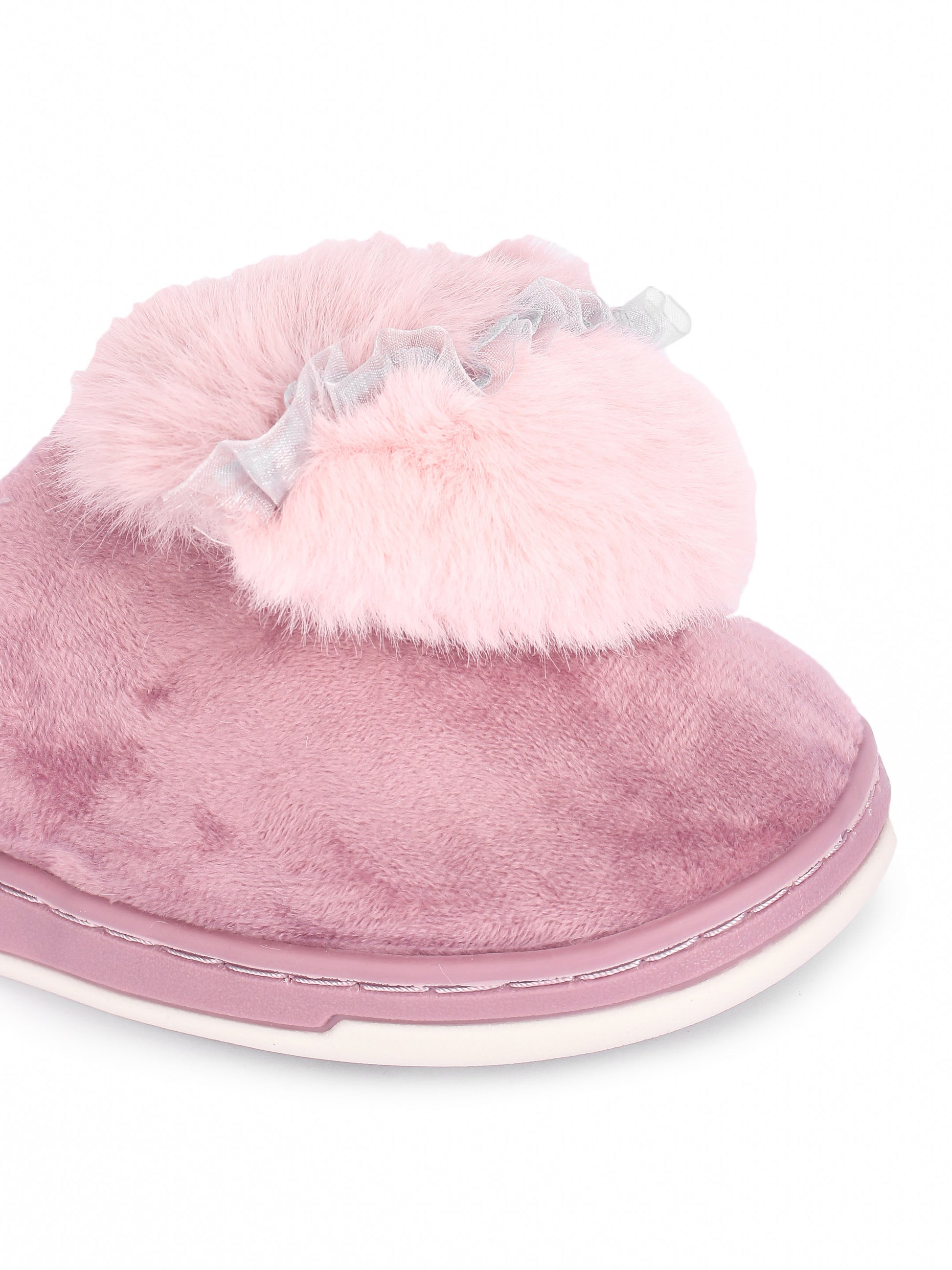 Brauch Women's Pink Fur Heart Apple Winter Slippers