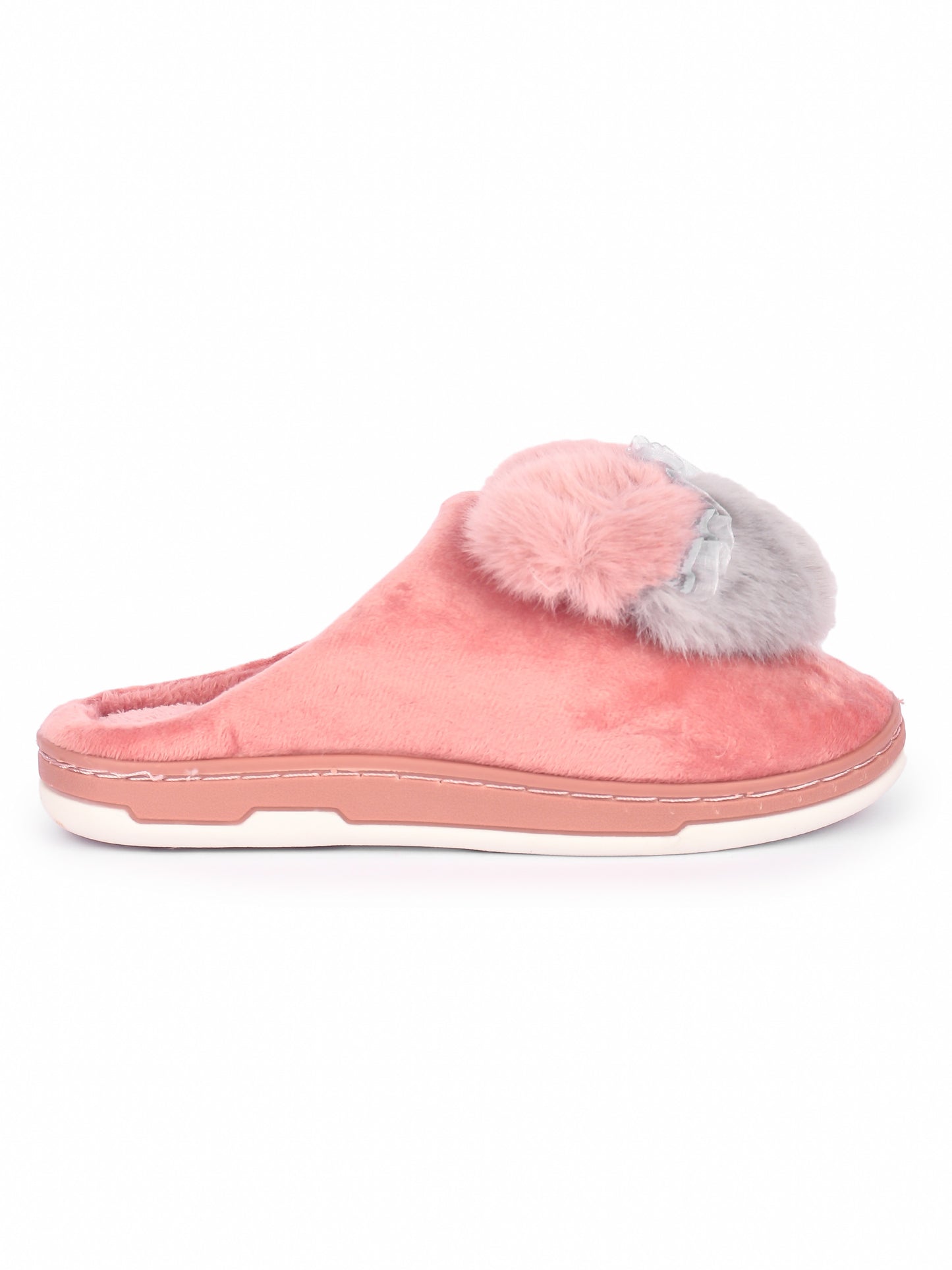 Brauch Women's Pink Heart Pearl Fur Winter Slippers