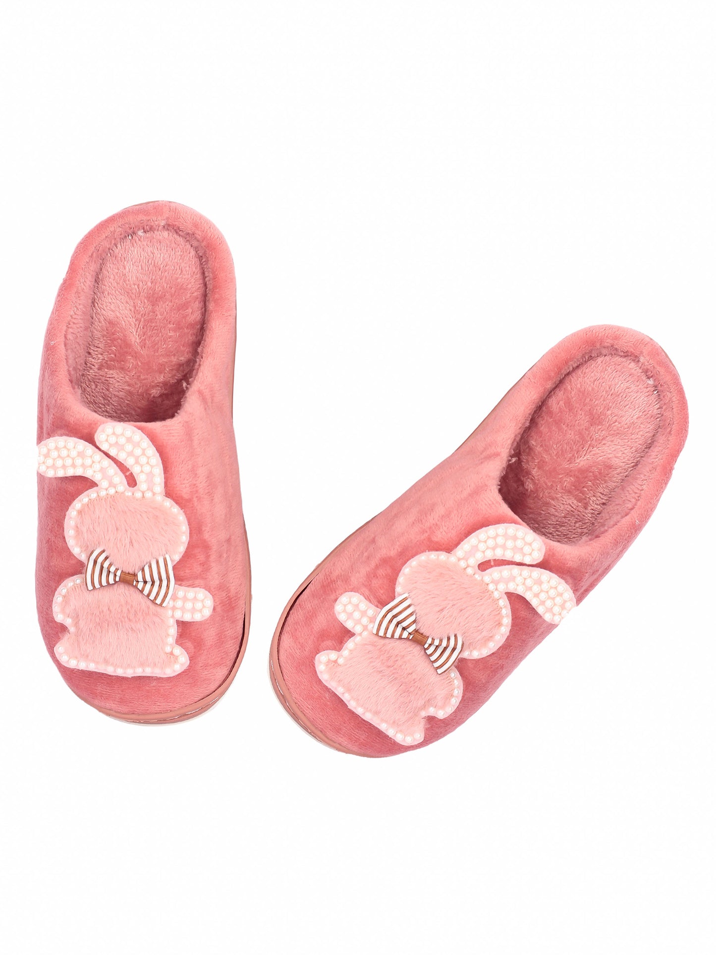 Brauch Women's Pink Wavy Ear Fur Winter Slippers