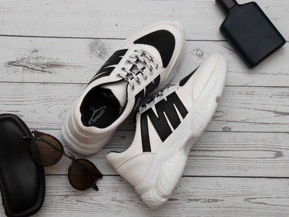 White And Black Stylish Striped Casual Sneaker