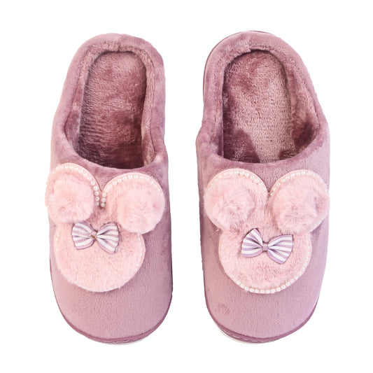 Brauch Women's Purple Pearl Mickey Winter Slippers