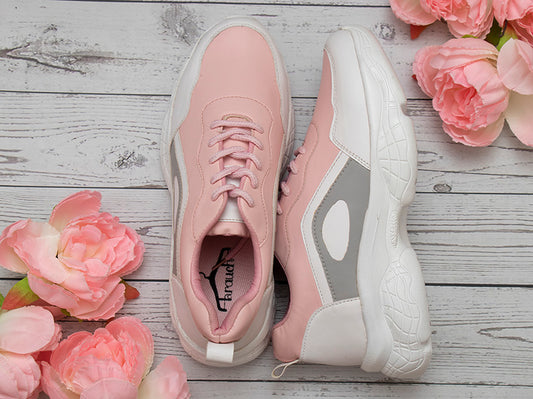 White Stylish Pink Sneakers