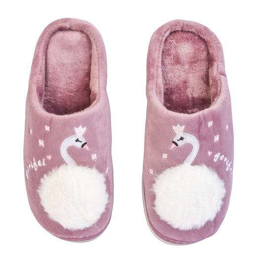 Brauch Women's Purple Fur Swan Winter Slippers