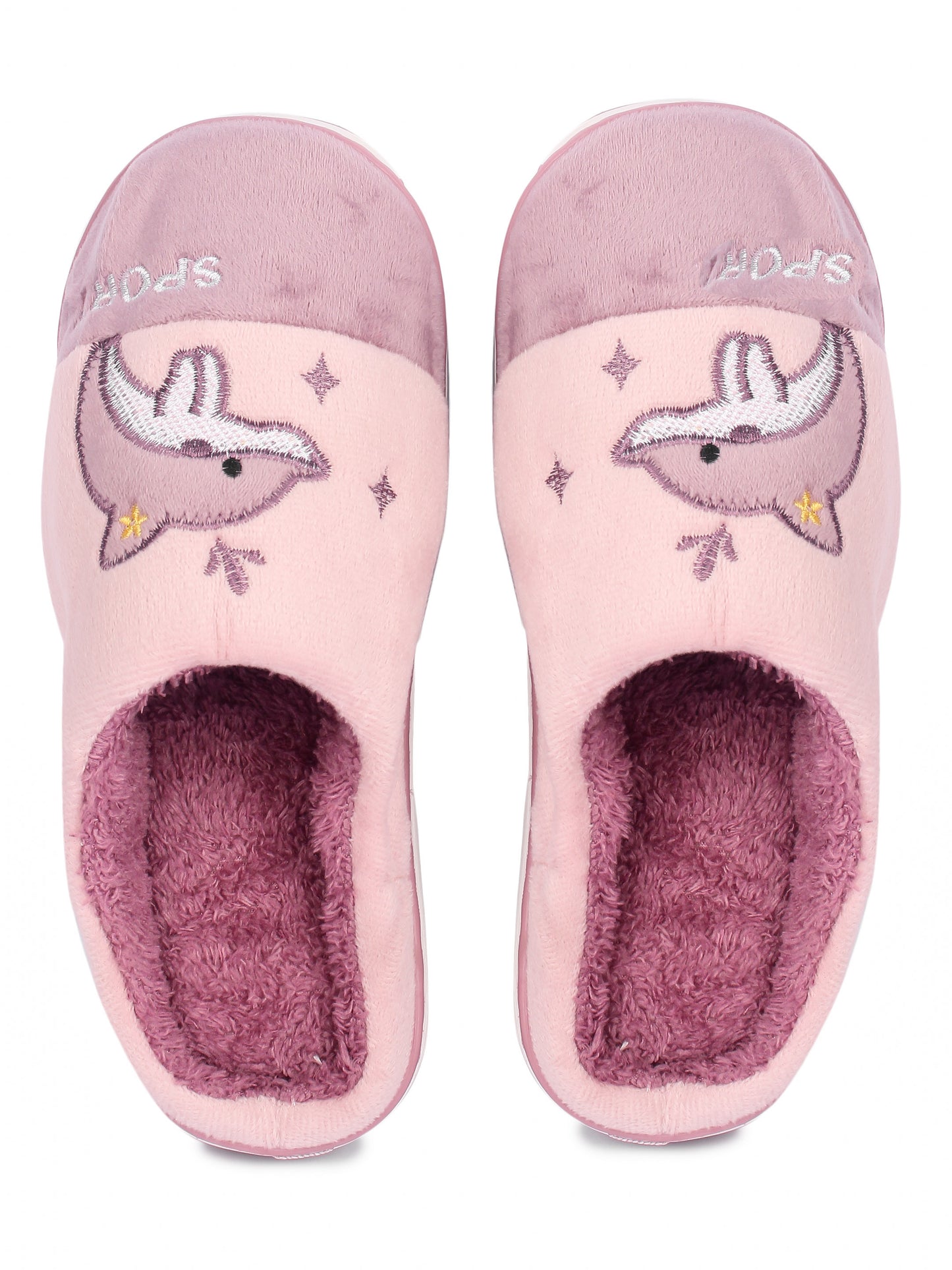 Brauch Women's Purple Whale Fur Winter Slippers