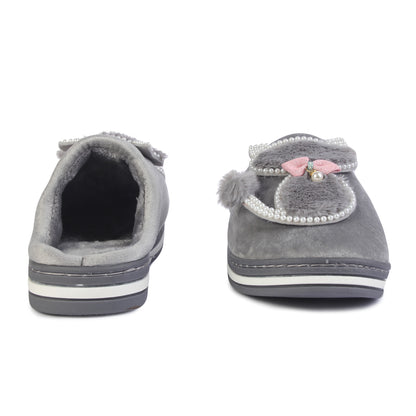 Brauch Women's Grey Pearl Cat Winter Slippers