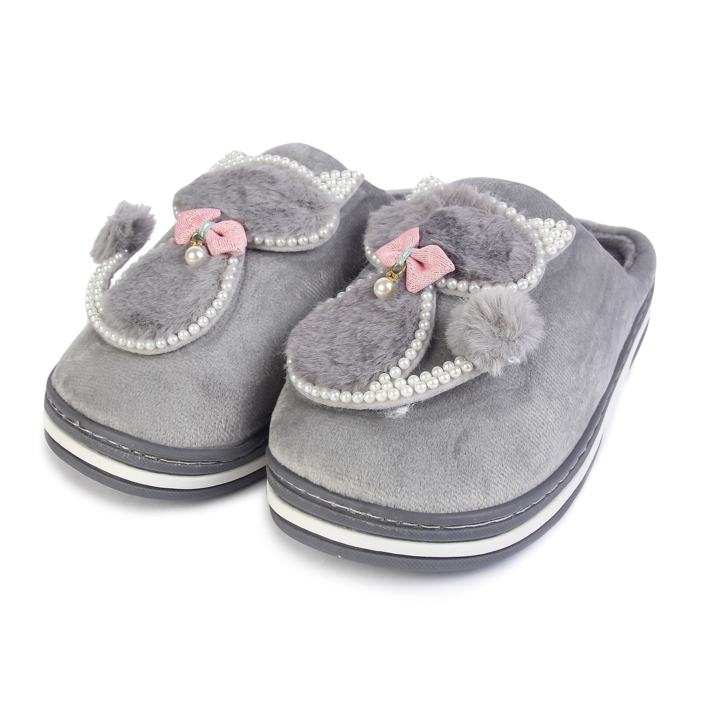 Brauch Women's Grey Pearl Cat Winter Slippers