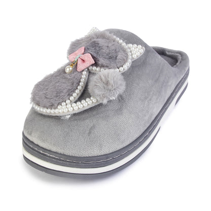 Brauch Women's Grey Pearl Cat Winter Slippers