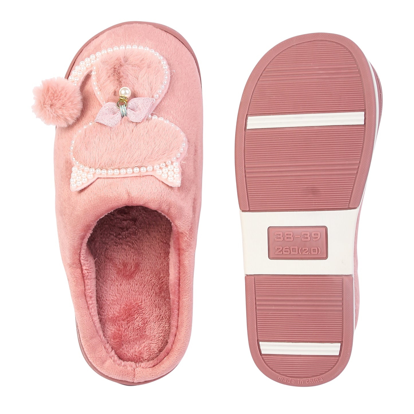 Brauch Women's Pink Pearl Cat Winter Slippers