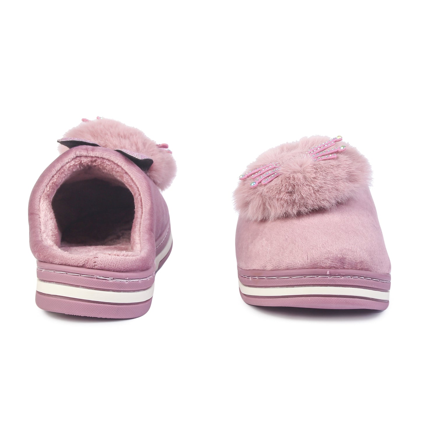 Brauch Women's Purple Glitter Kitty Winter Slippers