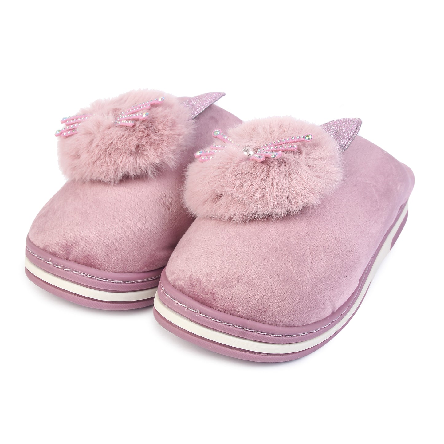 Brauch Women's Purple Glitter Kitty Winter Slippers