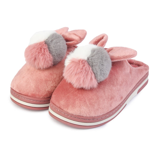 Brauch Women's Pink Furry Bunny Winter Slippers